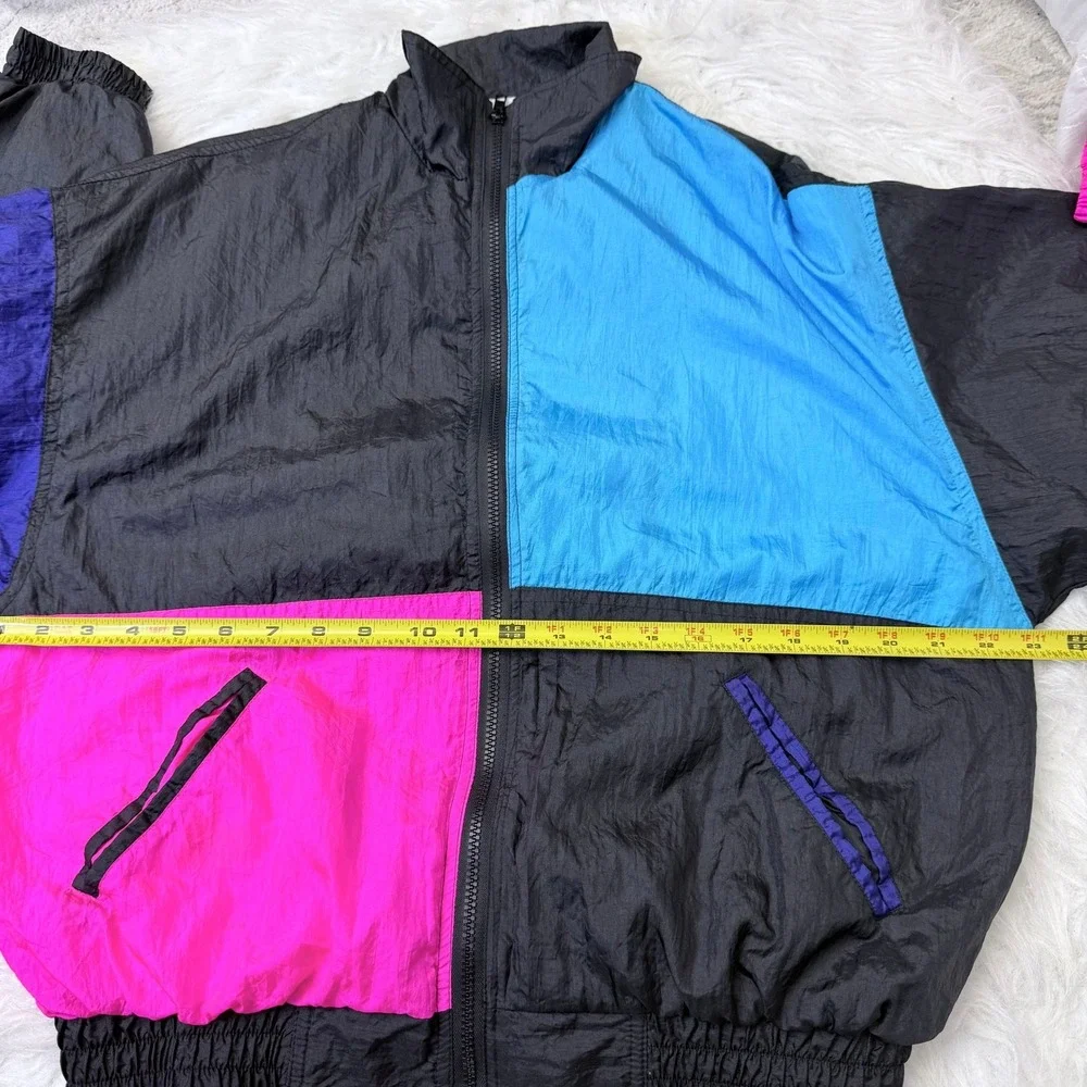 Vintage Red Pepper Action Wear Windbreaker Jacket Colorblock 80s 90s Neon Medium